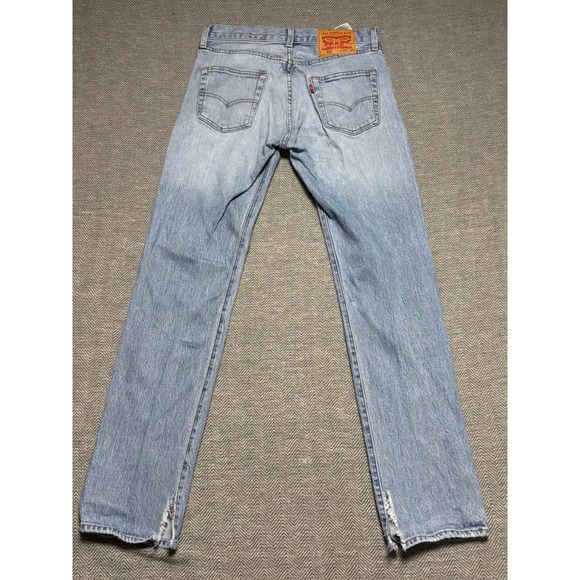 Levi's 501 Jeans Womens Size 28x32 Light Wash Button Fly Distressed Denim - Picture 2 of 9